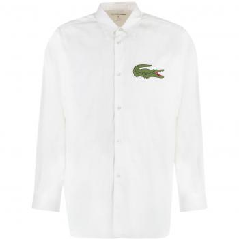 Comme Des Garçons Shirt x Lacoste Cotton Oversized Maxi Patch Shirt in White | Size Small | FLB003051