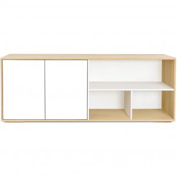 Aparador bajo nórdico de roble macizo blanco y madera clara 190 cm EZIA