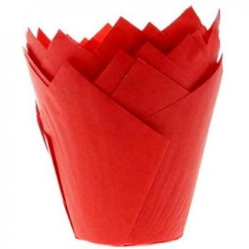 36 Caissettes à Muffin Tulipe Rouge