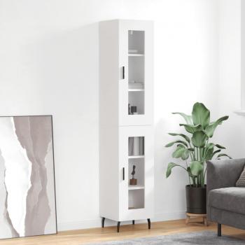 Aparador alto de madera contrachapada blanca 34,5x34x180 cm