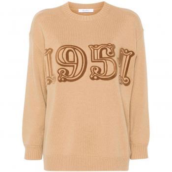 Max Mara Women's Wool and Cashmere Blend Sweater in Camel, Size Large, 21366242600