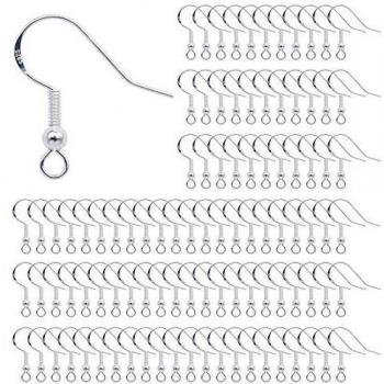 Ganchos para Pendientes Ganchos de Plata de Ley 925 Chapado en Plata para Pendientes Accesorios Para Bricolaje Hacer Joyería 100 Piezas