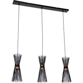 Lámpara colgante rural alargada negra de acero 3 luces Art Déco adecuada para LED