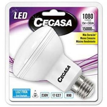 CEGASA LAMPARA LED R90 12W 1080 LM E27 BL1 Fria 5000, Negro, Estandar