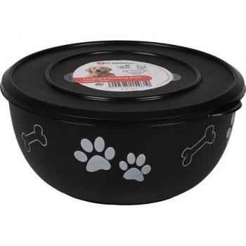 Comedero y bebedero para perro con tapa Flamingo Kena XL 1700ml Negro/Silver