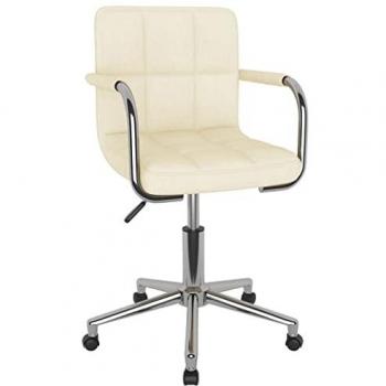 Silla de oficina giratoria de tela color crema
