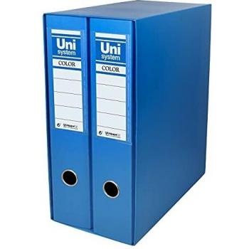 Unisystem 92324. Módulo de 2 Archivadores de Palanca 65mm, Color Azul, Formato A4