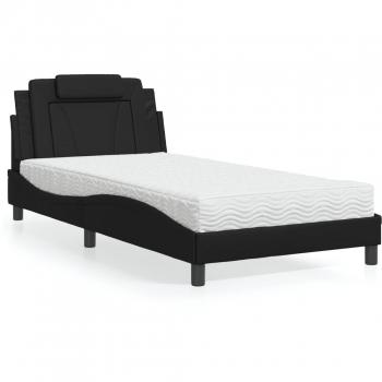 Cama con colchón negro 100x200 cm en cuero sintético Vidaxl