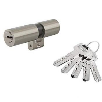 Cilindro de Seguridad MCM 33x43mm Níquel Perfil Suizo SPN:33-43 con leva larga y 5 llaves