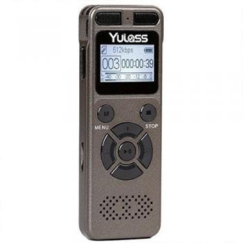 Yulass® 8GB Grabadora de voz digital portátil con función de contraseña de protección soporta memorias TF para ampliar memoria de 64GB - Gris