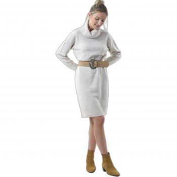 Deeluxe Mila Women's Long Sleeve Dress Écru Multicoloured XL