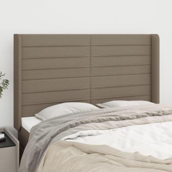 Cabecero con orejas de tela gris taupe 147x16x118/128 cm