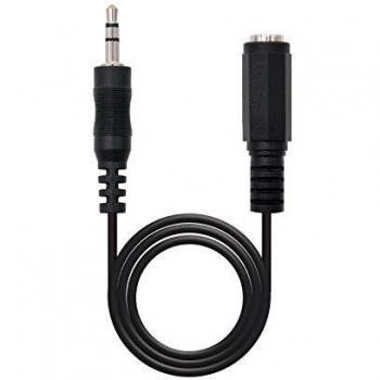 NanoCable 10.24.0201 - Cable audio estereo, JACK 3.5/M-JACK 3.5/H, macho-hembra, negro, 1.5mts