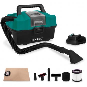 Aspirador portátil multiuso 20V - 2.0Ah con accesorios, batería y cargador rápido