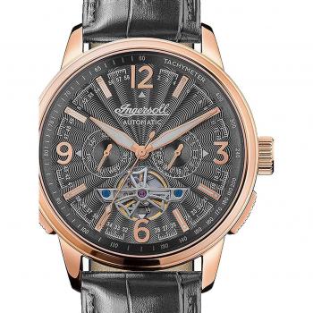 Reloj Hombre Ingersoll 1892 I00302B - Reloj automático, caja de acero inoxidable, esfera negra con detalles plateados, correa de cuero genuino, resistente al agua hasta 50 metros, cristal mineral