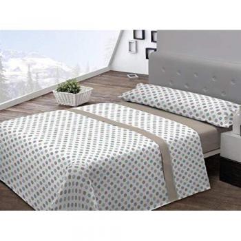 Pierre Cardin Juego sábanas coralina Topos 135 cm. Beig, 100Percent_poliéster, Cama de 135