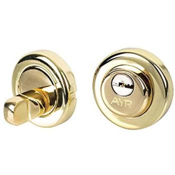 AYR 10328 Picaportes y cerraduras para puertas. Sistema CLOSE sobre manillas con roseta, Latonado, 51mm de diámetro