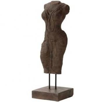 Figura Decorativa Torso Mujer de Piedra Marrón 20x20x60 cm - Estilo Moderno y Elegancia Artesanal