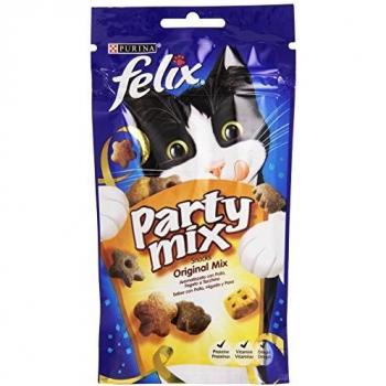 Purina Felix Party Mix Original Bocadillos para Gatos Adultos, 60g