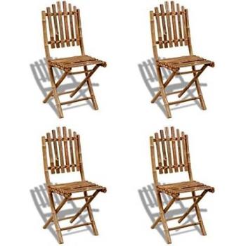 vidaXL Foldable Outdoor Chairs Bamboo 4 pcs - Set of 4 foldable outdoor chairs made from durable bamboo, lightweight design for easy transport, weather-resistant finish, ergonomic backrest for comfort, suitable for patio, garden, or camping use