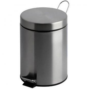 Cubos de basura redondos de acero inoxidable mate 5 litros con pedal