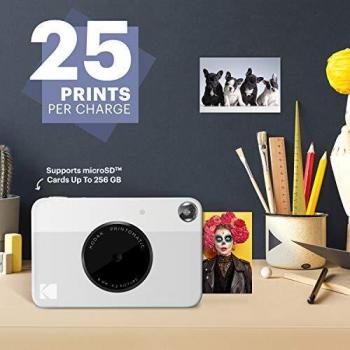 KODAK Printomatic - Cámara de impresión instantánea, imprime en Papel Zink 5 x 7.6 cm con respaldo adhesivo, gris