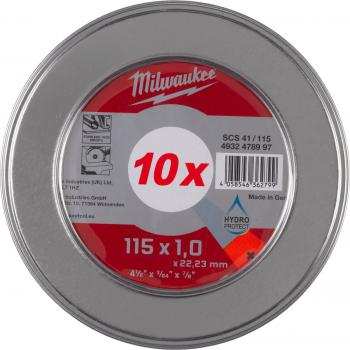 Disco de corte delgado Milwaukee Pro+ SCS41 115mm x 1mm - Paquete de 10 unidades