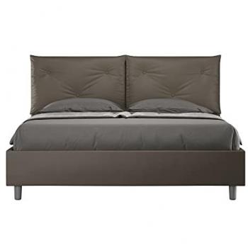 Cama Appia 160x190 cm con base acolchada en símil piel capuchino