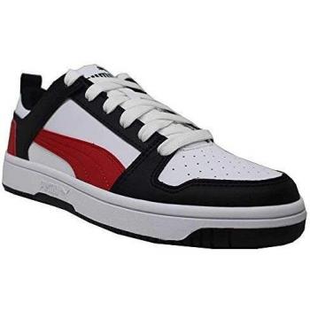 Puma Rebound Layup Lo SL Jr, Zapatillas Unisex niños, White Black-High Risk Red