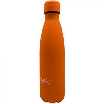 NERTHUS FIH 606 Termo Doble Pared para frios y Calientes Diseño Naranja de Acero Inoxidable 500 ml Libre de BPA, Tapon Hermético, 18/8