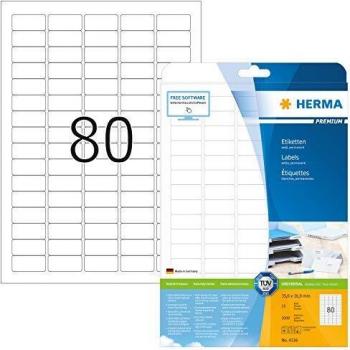 Herma 4336_ A4, 35,6 x 16,9 mm - Pack de 2000 etiquetas, A4, 35.6 x 16.9 mm, color blanco