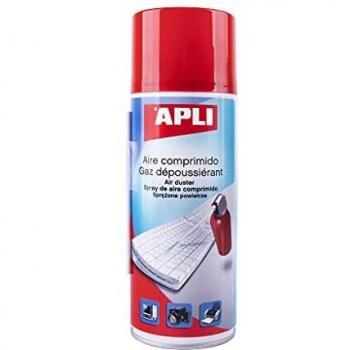 APLI 11307 - Aire comprimido para la limpieza en seco 400 ml. Ideal para teclados, ordenadores y dispositivos electrónicos