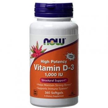 Now Foods Vitamin D3 1000IU Standard Capsules, 360-Count