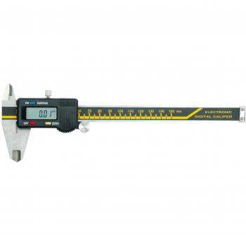 Calibre digital Vorel 150 mm con pantalla LCD, precisión de 0.01 mm, función de medición en pulgadas y milímetros, fabricado en acero inoxidable, incluye estuche para almacenamiento