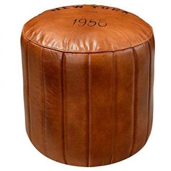 Puff Redondo de Cuero Marrón D42 cm - Bally