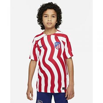 Camiseta de fútbol Nike Atlético Madrid 2022/23 infantil blanca, modelo NIKE ATM Y NK DF STAD JSY SS HM SU22, de manga corta, primera equipación