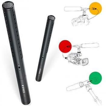 SYNCO Mic D1 Shotgun-Microphone-Direccional-Condensador-Mic, Microfono Transmisor Conector XLR Profesional para Cámara DSLR/Videocámaras/Boom Poles, con Tubo de Latón Filtro Paso Alto