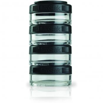 BlenderBottle GoStak 4Pak - Contenedor de la nutrición de acampada y senderismo, 40ml, negro -