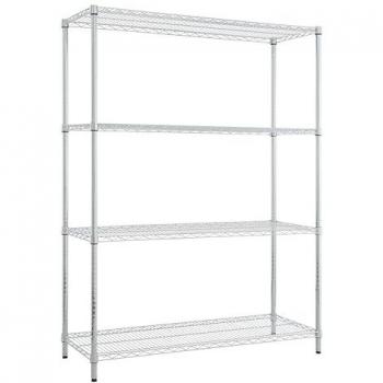 Estantería Metálica Cromada Pro 180x150x45 cm con 4 Baldas y Capacidad de Carga de 350kg