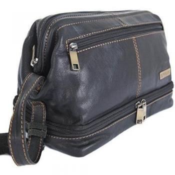 Para hombre Rowallan Wash - Neceser de viaje de cuero negro o marrón suave de enmarcado - 7493 negro mediano