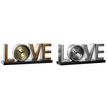 Reloj de Mesa DKD Home Decor Love Cobre 39 x 8 x 15 cm Plateado Hierro Loft (2 Unidades)