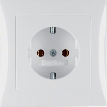 Berker 47428989 SCHUKO Socket Outlet with Cover Plate Polar White, Glossy Berker S.1 Polar White, Glossy
