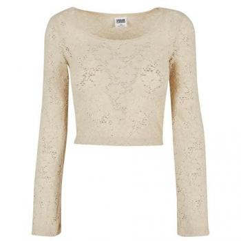 Urban Classics Women's Plus Size Cropped Lace Long Sleeve Blouse - Soft Seagrass 4XL