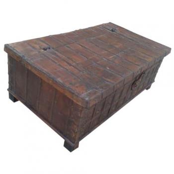 Mesa Baúl de Centro Artesanal de Madera Marrón 118x69x46 cm