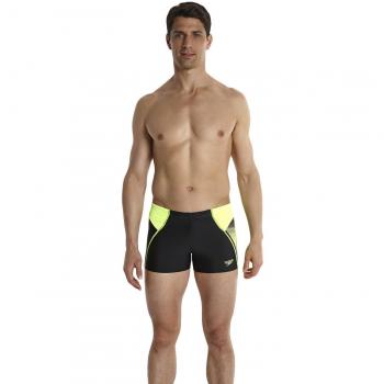Speedo Logo Grupo Aqua Bañador para Hombre, Color Negro - Negro y Amarillo, tamaño FR : XXS