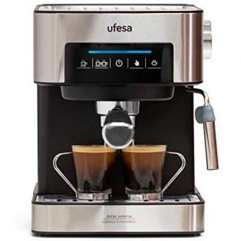 Ufesa CE7255 Cafetera Expresso y Capuccino Panel Táctil Digital, Vaporizador Orientable, 20 Bares, Café Molido o Monodosis, Depósito 1.6 L, Función Calienta Tazas, 850W, Acero Inoxidable Digital