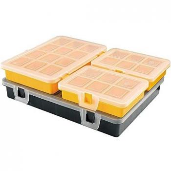 Kit de 4 organizadores mixtos con tapa transparente y compartimentos en el interior