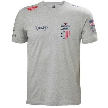 Camiseta de Hombre Helly Hansen American Magic Gris Melange, Casual, Deportivo, Manga Corta, Algodón Orgánico Sostenible
