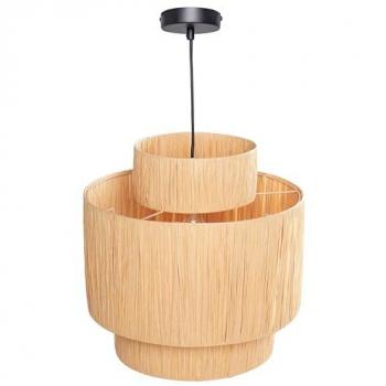 Lámpara Colgante de Rafia Natural con Pantalla de Hoja de Palma Estilo Boho 3 Niveles Magech