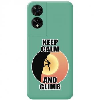 Funda Silicona Líquida Verde para TCL 505 con Diseño de Hombre Escalada